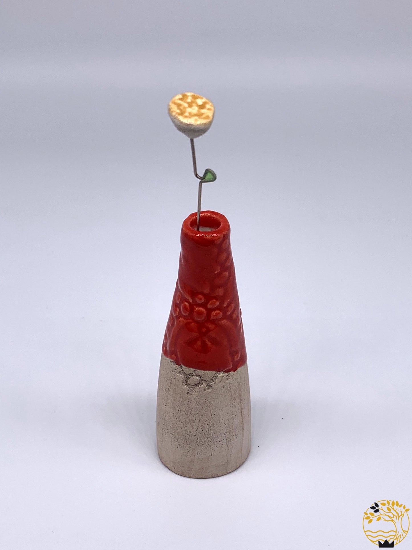 Keramik Vase mit Blume in rot