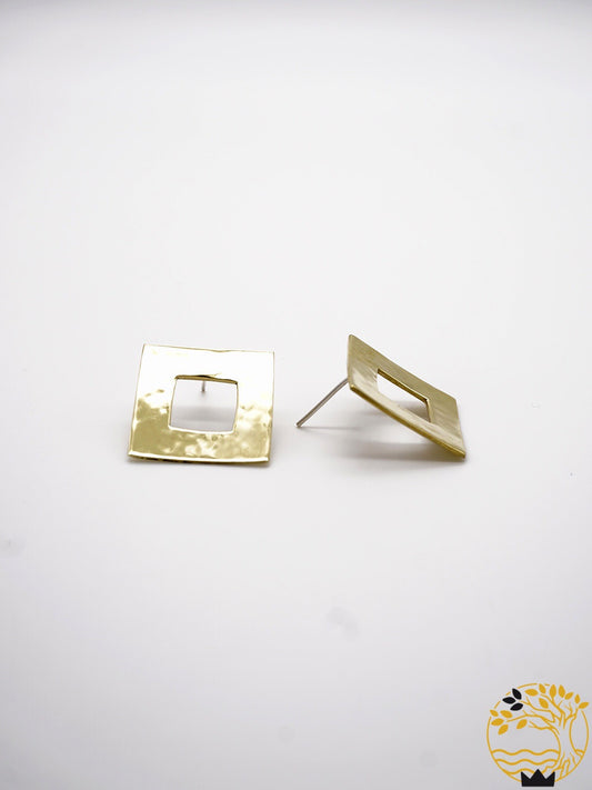 Glänzende Quadratische Ohrstecker aus Bronze